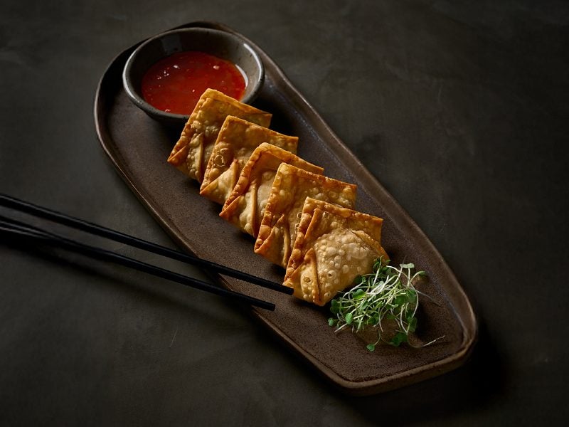 Wonton de cangrejo y queso